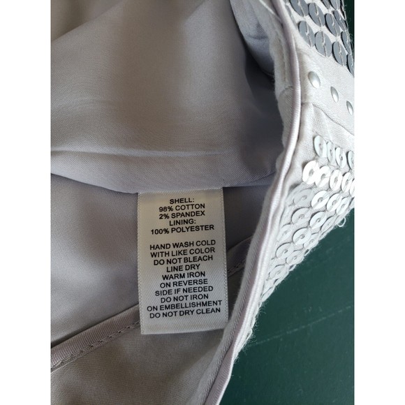 White House Black Market Women's Gray Silver Metallic Sequin Skirt Sz 6 & Blouse - Picture 11 of 13